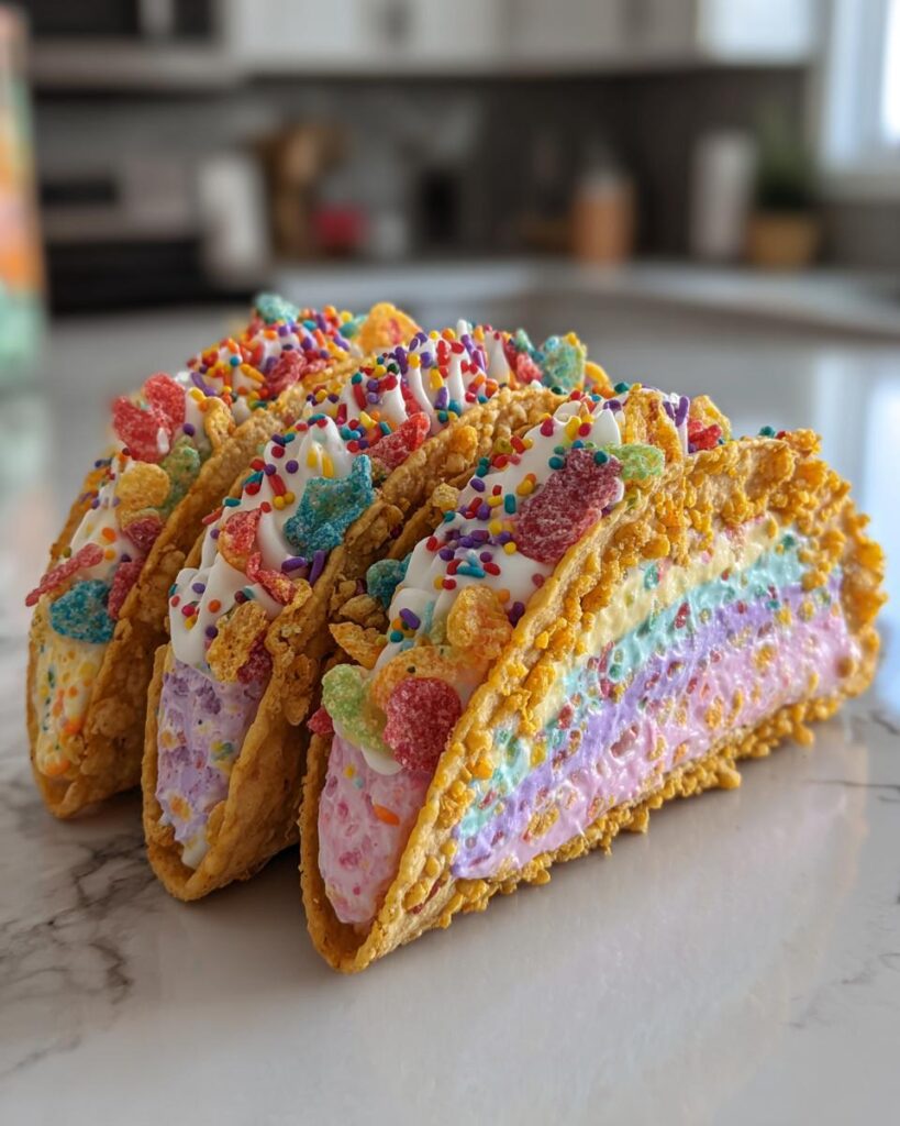 fruity pebbles cheesecake tacos