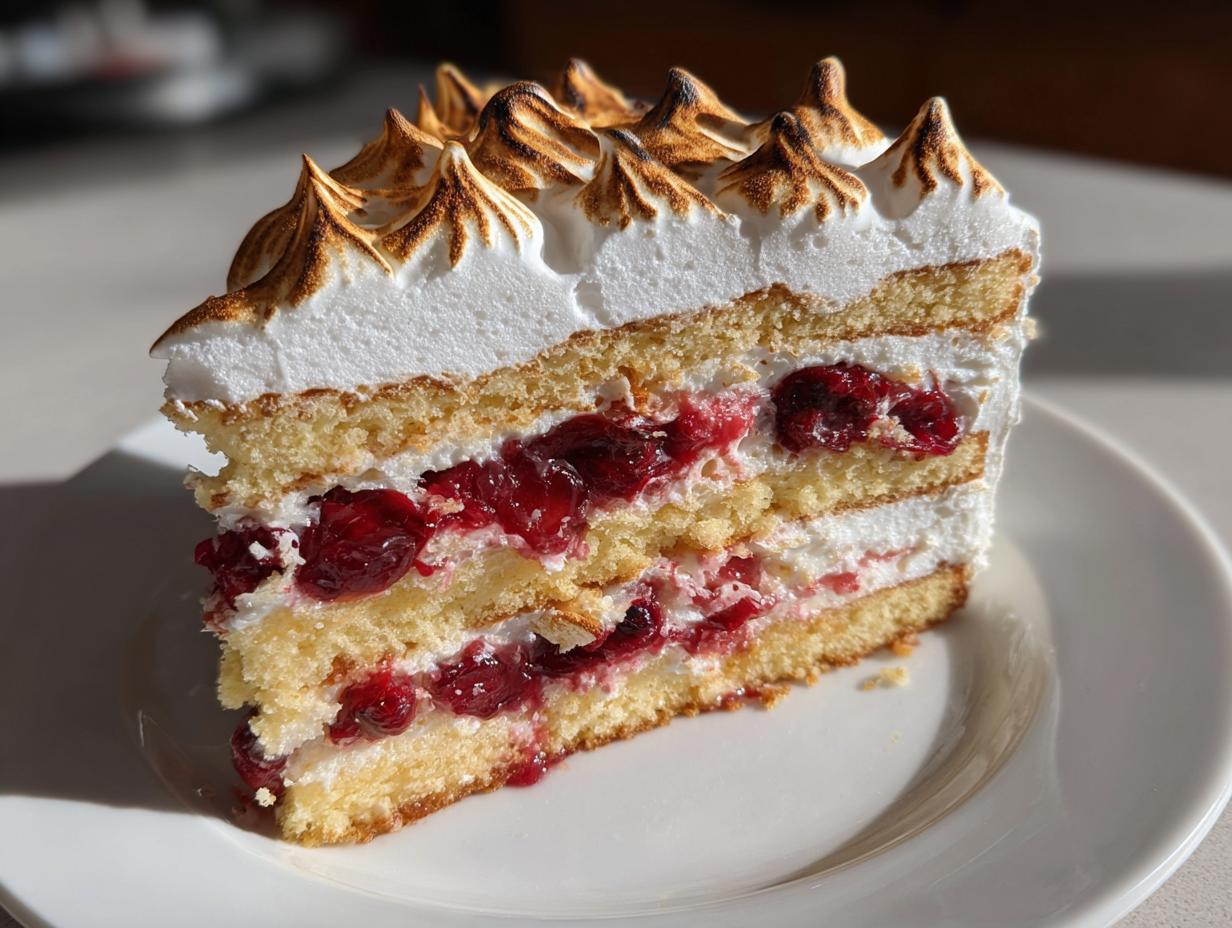 Cranberry Meringue Cake - detail 3