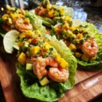 Close-up of delicious Avocado Mango Shrimp Lettuce Wraps with fresh ingredients.