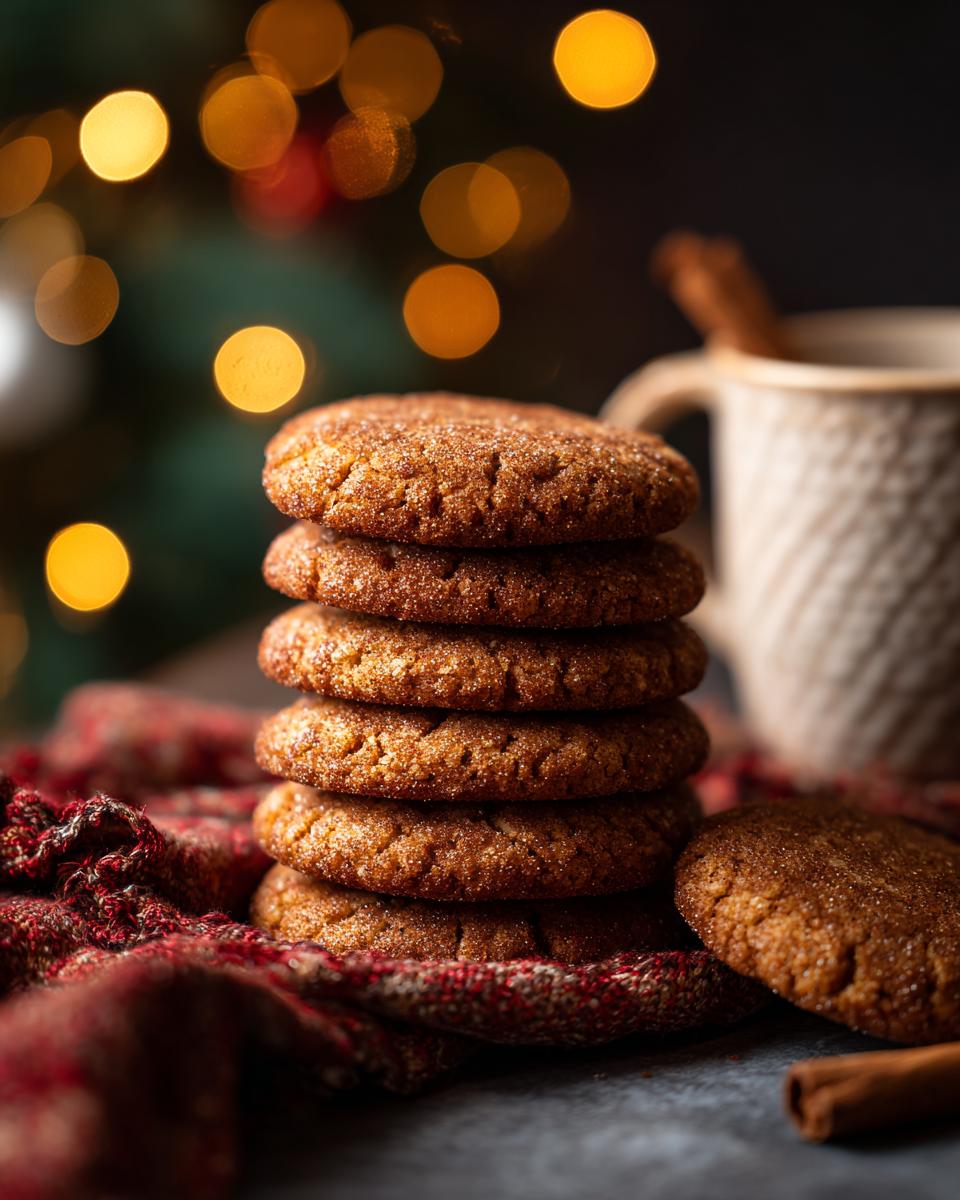 Stack of delicious Brown Butter Snickerdoodle Christmas Cookies with cinnamon sugar, perfect for the holidays.