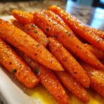 Close-up of a plate of perfectly glazed carrots, a delicious side dish. These are the best glazed carrots!