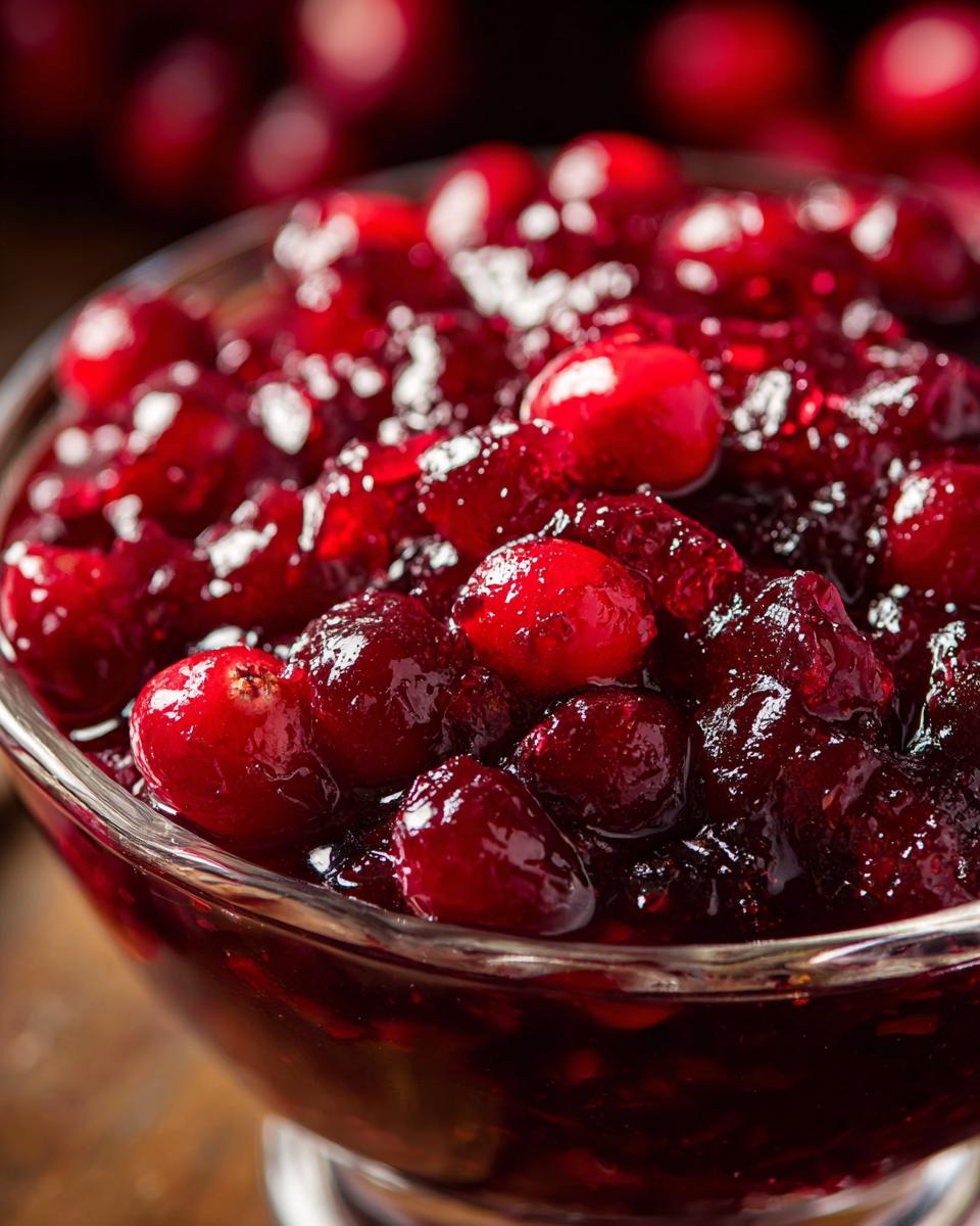 Close-up of a bowl of delicious Homemade Cranberry Sauce, perfect for the holidays.