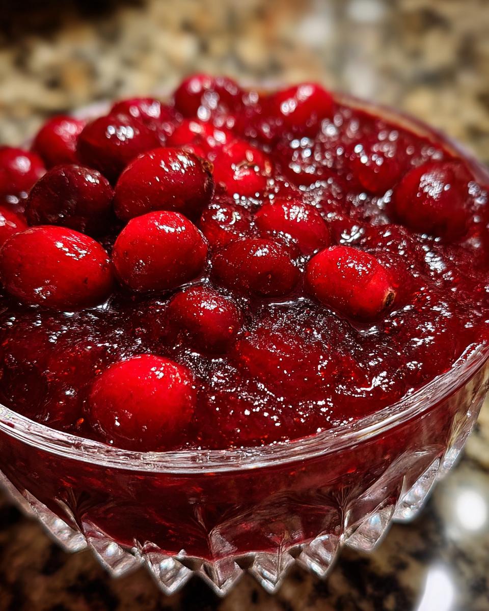 Close-up of a bowl of delicious Homemade Cranberry Sauce, perfect for the holidays.