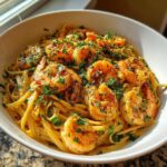 A bowl of delicious Quick Cajun Shrimp Pasta with shrimp and pasta.