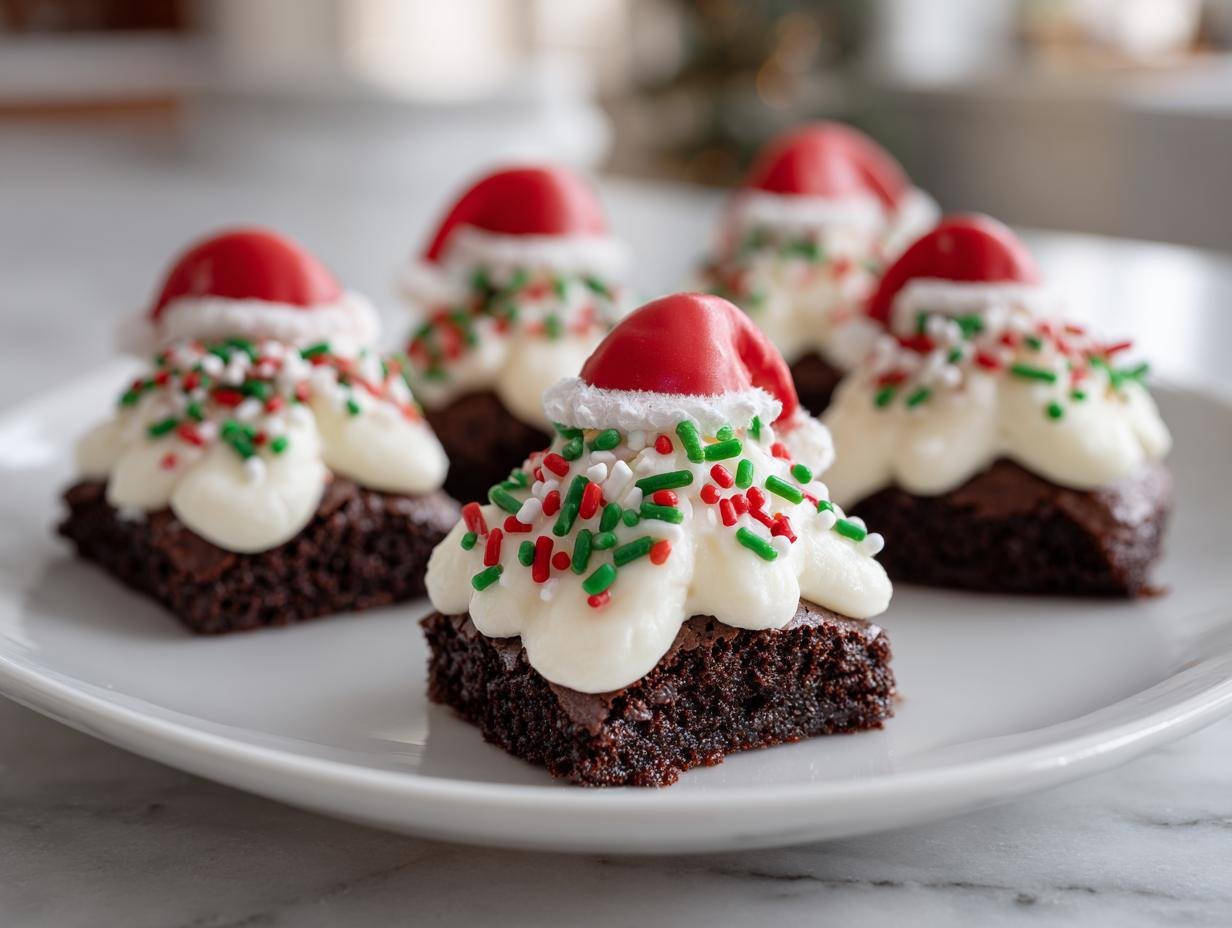 Adorable Santa Hat Brownie Bites: 15 Minute Magic