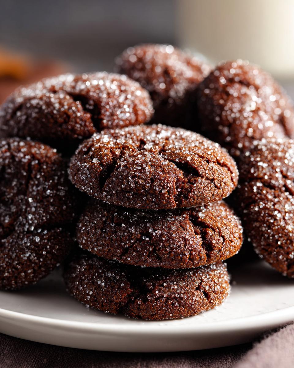 Stack of Starbucks Copycat Ginger Molasses Cookies coated in sparkling sugar.