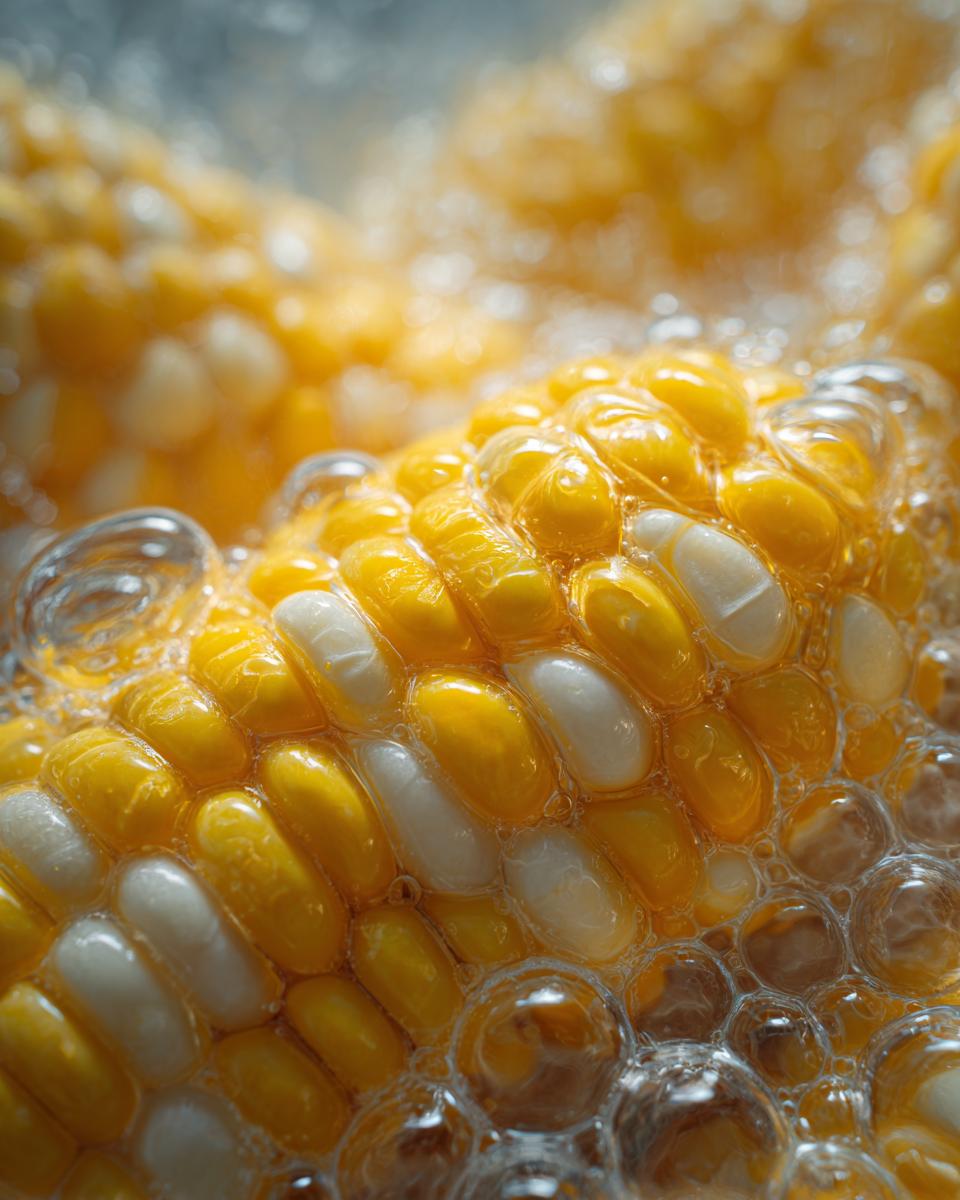 Close-up of fresh corn on the cob, perfect for making delicious Sweet Corn Chowder.