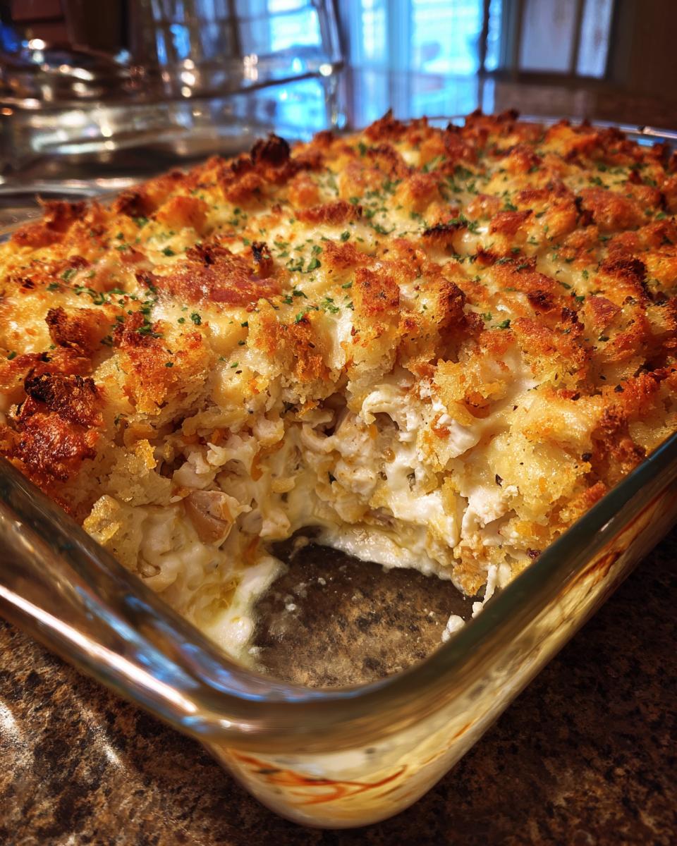 1 Easy 20-Minute Creamy Chicken and Stuffing Casserole!