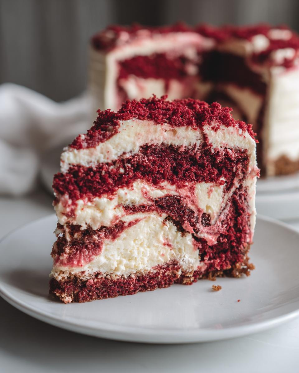 Easy 1-Bowl Red Velvet Cheesecake Swirl Cake Recipe