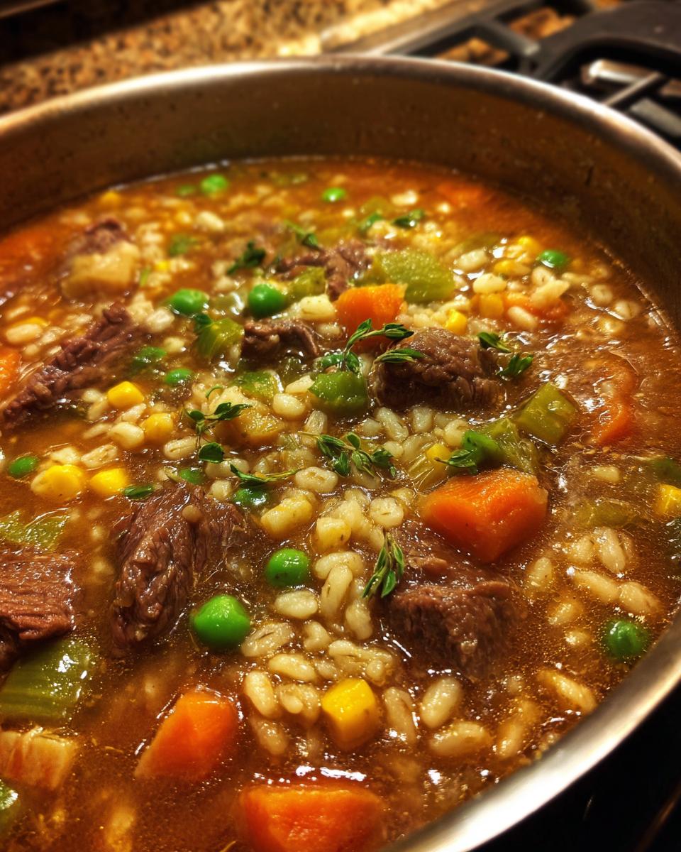 Hearty Vegetable Beef Barley Soup: 1 Delicious Bowl